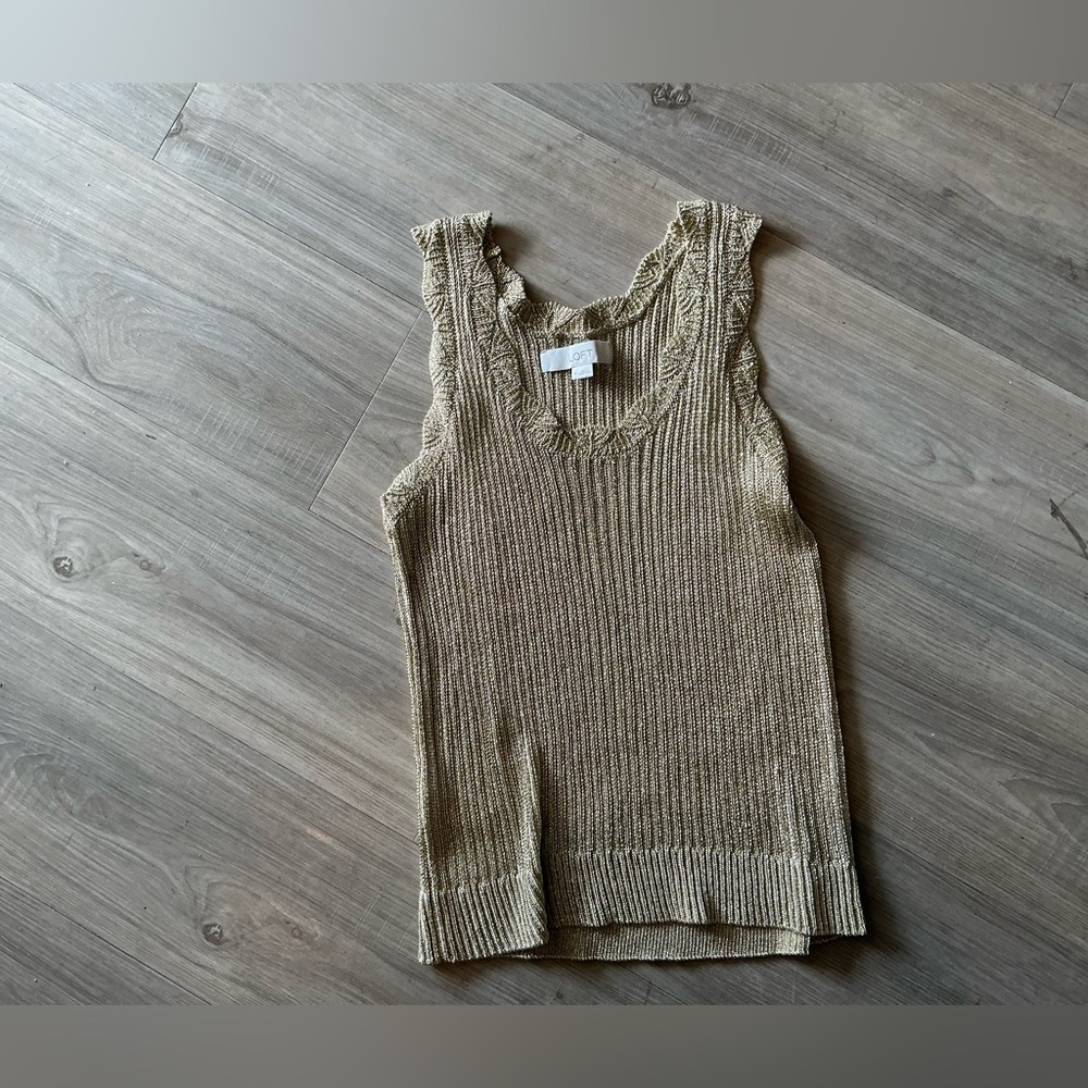 LOFT  Metallic Gold Women's Sweater Tank Top